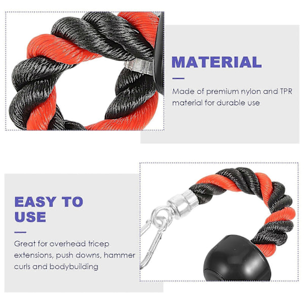 Enkeländad Rep Gym Fitness Drag Triceps Träningsverktyg Greppfäste Nylon Styrketräningsanordning Kabeltillbehör Hälsa LGL