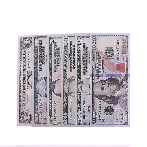 Bimirth 100st falska pengar 1,5,10, 20,50,100 dollar dubbelsidigt print falska dollar[GL] 50 Dollar(100pcs)