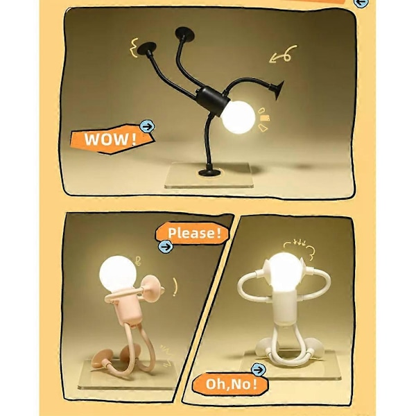 Formbar Sjov Sportsmand Natlampe Knapbatteri Bordlampe Alsidig Mini Lampe Kreativt Ornament Vakuumadsorption LGL White