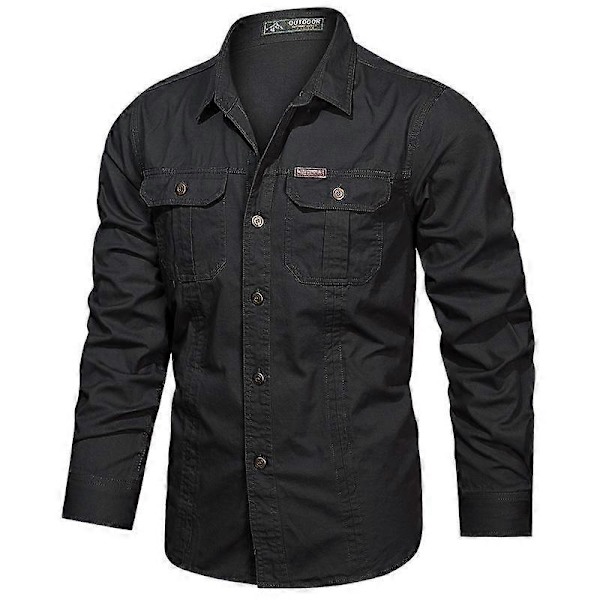 2023 Army Tactical Skjorter Menn Vår Høst Militær Casual Slim Cargo Topper Utendørs Slitesterk Langermet Arbeidsskjorte LGL army green XL