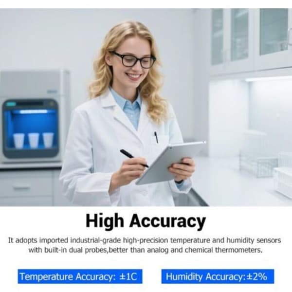Sæt med 4 mini digitale termometre, LCD hygrometer, trådløs indendørs temperaturmåler, højpræcisions temperatursensor, ℉/℃ display til ba（LGL）
