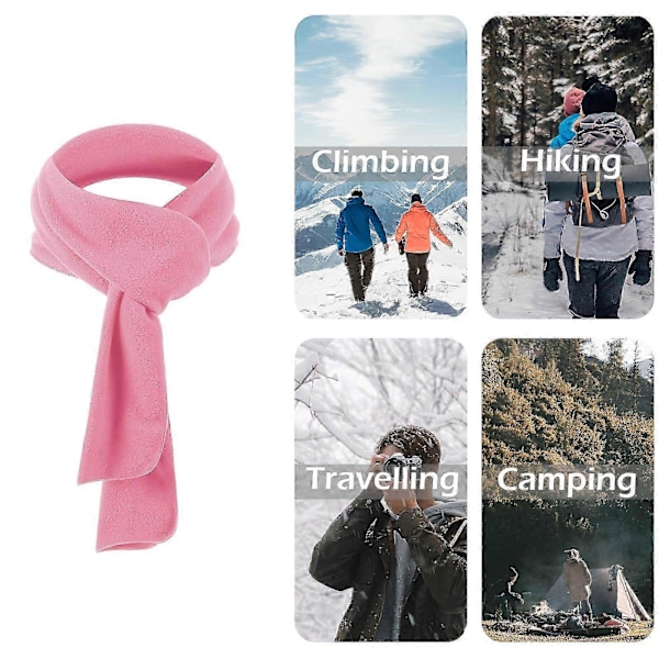 Lång fleecehalsduk för män och kvinnor för vintersporter, lätt, enfärgad, värmande halsskydd, huvudbonad LGL Pink