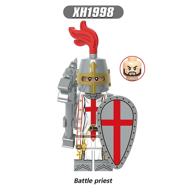 8pcs/set Medieval Knight Action Figures Building Blocks Battle Priest Patron Knight Assembly Minifigures Collectible Toys Kids Birthday Gift