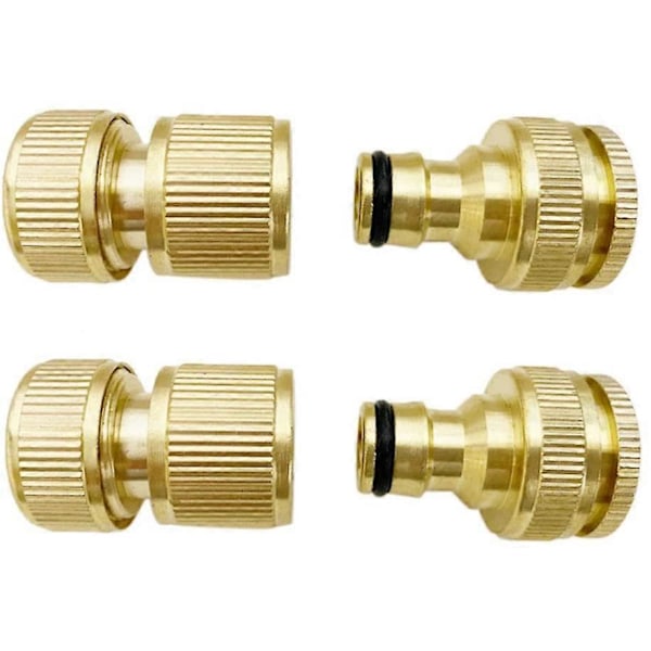 Haveslangekobling, 4-pak Messing Slangekobling, 4-pak Messing Hanenæse Slangekobling 1/2 og 3/4 Udvendigt Gevind (LGL)