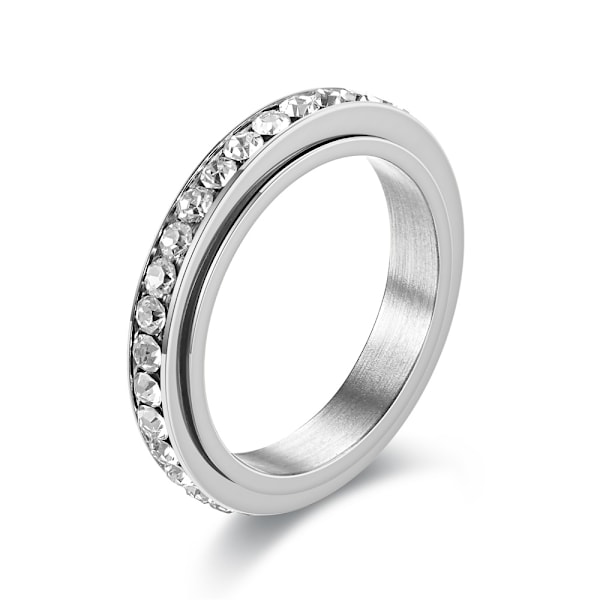 Sormus pyörivillä zirkoniakivillä / antistress-sormus Hopea (LGL) Silver 19 mm