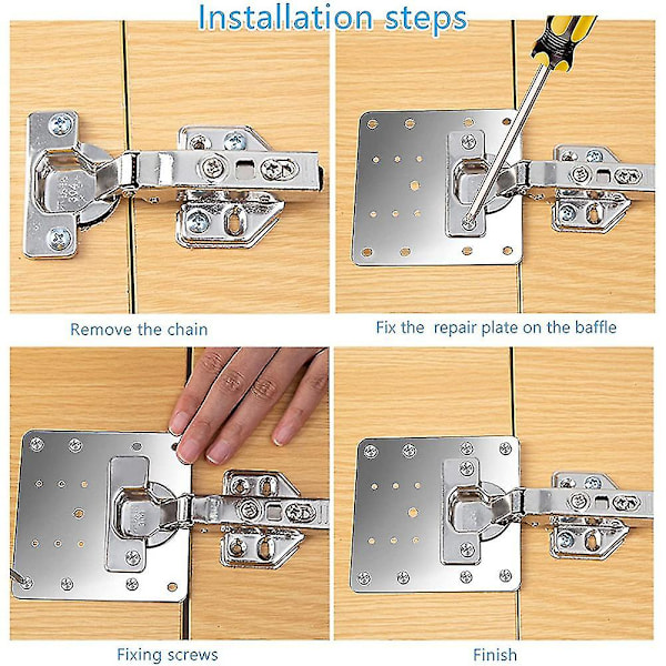 10 stk Skap Hengsel Reparasjonsplate Sett Med Hull Flat Feste Braketter [L]