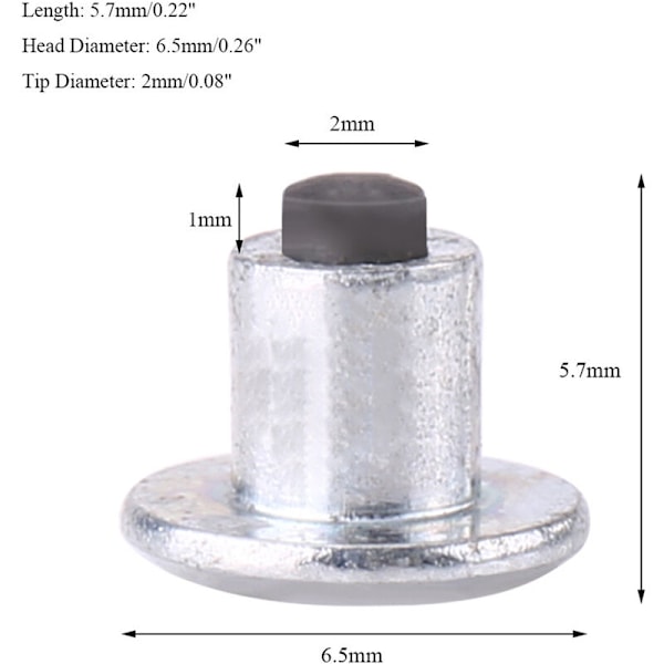 100 kpl 6,5 mm / 0,26 tuuman rengasnastat, rengasnastat (LGL)