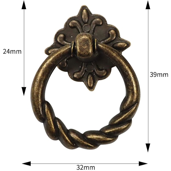 stk. Vintage Bronze Dråbe Ring Knapper Håndtag til Kommodeskuffer (LGL)