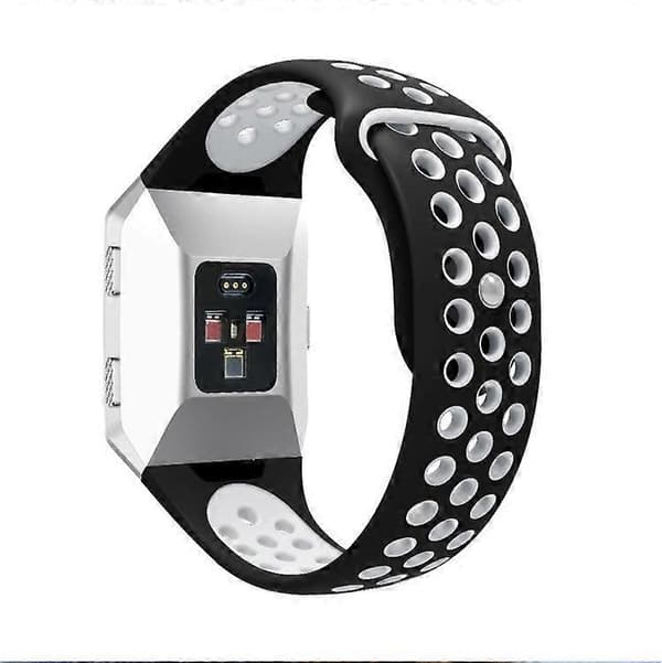 Til Fitbit Ionic Åndbar Tofarvet Silikone Urrem (LGL) Black White