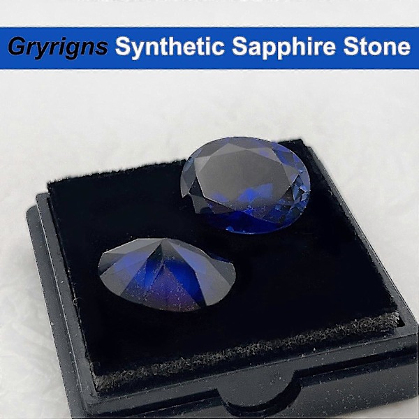 Kongeblå Oval Løs Syntetisk Safir Stein Korund Edelsten Kuttet Fasettert (1.5cts-13.5cts, 1 stk) (LGL)