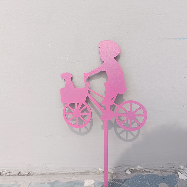 4 stk. Cykel Silhouette Statue Havetilbehør til Dukkehus Altan Gul (LGL)