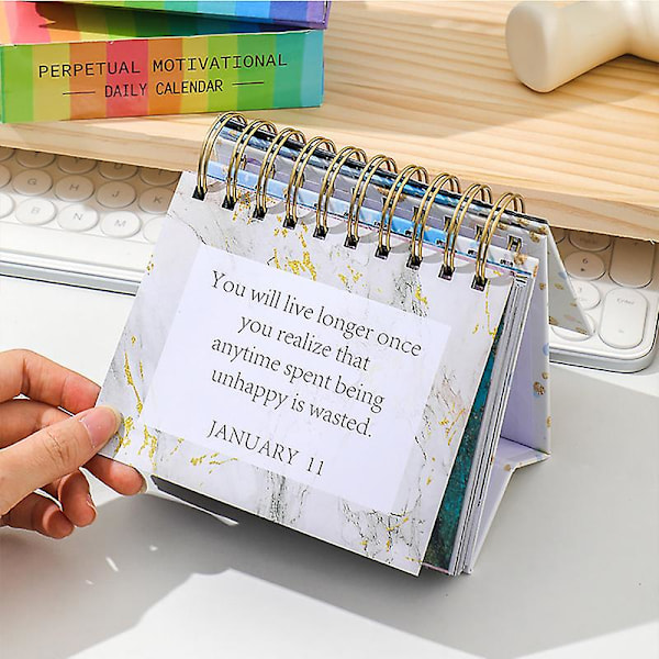 Motiverende Inspirerende Daglig Kalender med Inspirerende Sitater Livlige Farger Engelske Bokstaver 365 Dagers Kalender Skrivebordsdekor Kontortilbehør LGL F
