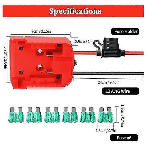 Power Wheels Adapter Kompatibel med M18 Batterier, Power Wheel Batteriadapter til M18 18v Batteri (LGL)