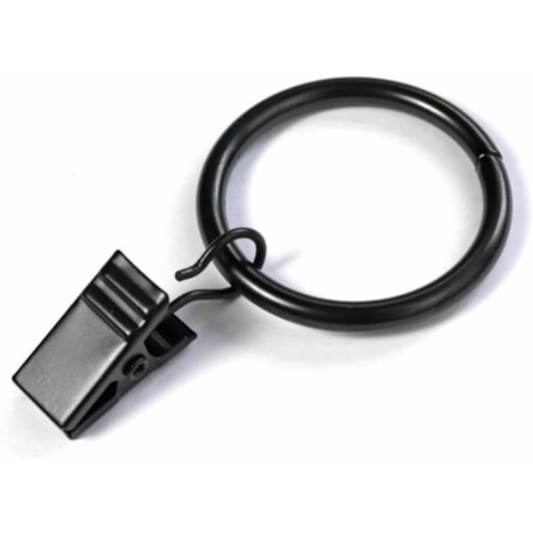 INF Gardinringar med klämmor svart 20 stycken (LGL)