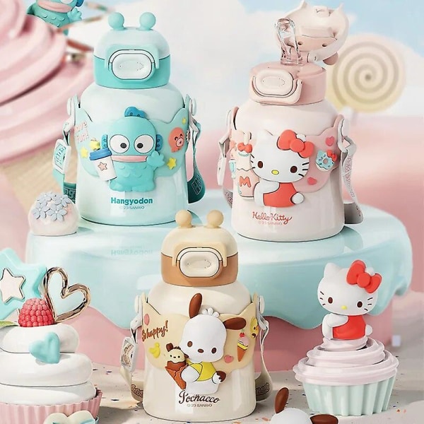 Sanrio Kuromi Vacuum Cup Girls Kawaii Anime Cinnamoroll My Melody Straw Cup Vinter Varm Stor Kapacitet Vandflaske Gave Til Kid Hello Kitty 480ml