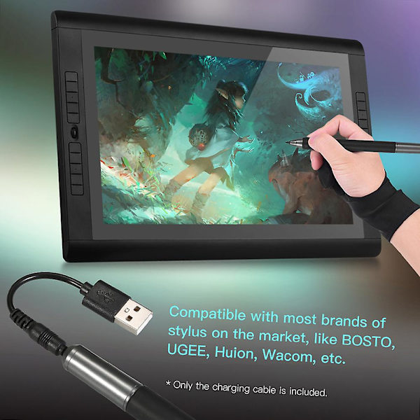 BOSTO Stylus Laderkabel Ledning USB Lader 12cm Kompatibel med BOSTO/UGEE/Huion/Wacom Grafikk Tegnebrett Oppladbar Penn [GGL]