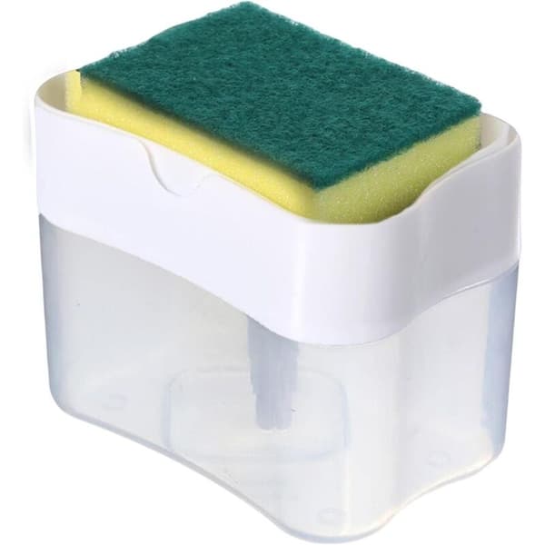 Opvaskemiddeldispenser - 2-i-1 opvaskemiddeldispenser til køkken - Bordplade opvaskemiddeldispenser-organizer til køkkenvask (hvid) (LGL)