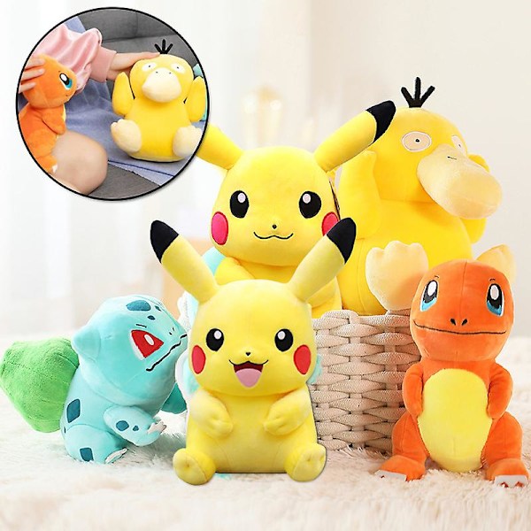 Pokémon Plussjedoll Pikachu/Bulbasaur/Charmander/Psyduck Myk Cartoon Figur Leke Liten Pute Ornament for Barn Voksen Ny