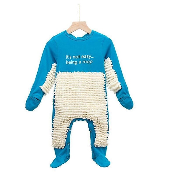 Baby Mopping Overall Kläder Långärmad Krypande Kläder Toddler Jumpsuit Overall Bomull Spädbarn Rengöringsdräkt Unisex Romper LGL 9M D
