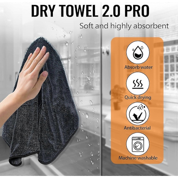 Pakke med 3 skinnende Bath XXL tørrehåndklæder, hurtigtørrende håndklæder 40x60cm, brusekabinehåndklæde til fjernelse af vand i brusebadet og badeværelset LGL