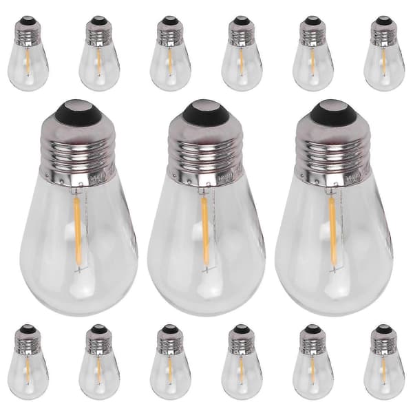15-pack 3V LED S14 Ersättningslampor Splittersäkra Utomhus Solcellslinga Varmvitt (LGL)