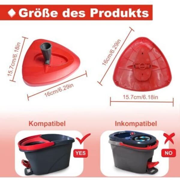 Erstatnings svingbase kompatibel med Vileda EasyWring Single Pot System mopp, erstatningshode, trekantet base, tilbehør til Mocio-1（LGL）