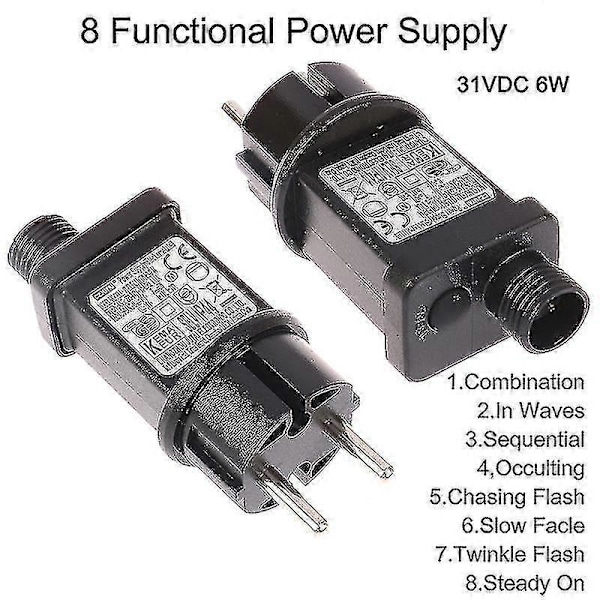 AC 220V till 31VDC 6W 8 Funktionell SELV LED-lampdrivare EU-kontaktströmadapter (LGL)