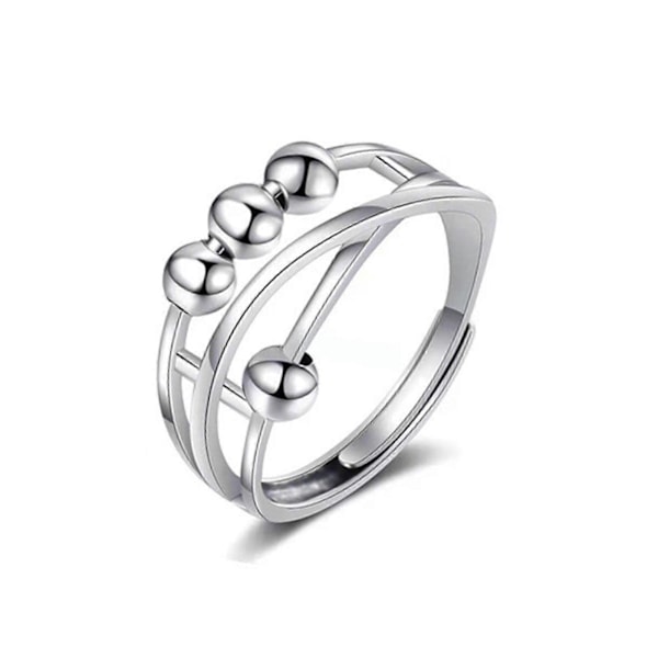 Unisex Justerbar Snurrande Fidget Fredsring Spinner Band Öppen Ring Anti Ångest Roterbar Ring Lindrande Stress Smycken (LGL)