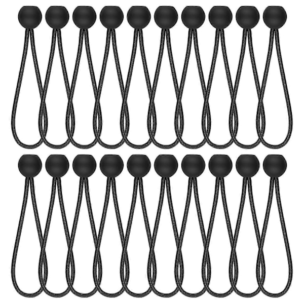 25 stk. Bungee Balls 6 tommer Ball Bungee Cord Canopy Tarp Tie Down Cord Presenning Bungee Snore Telt Toggle til Markiser Pavilloner Telt, Sort (LGL)