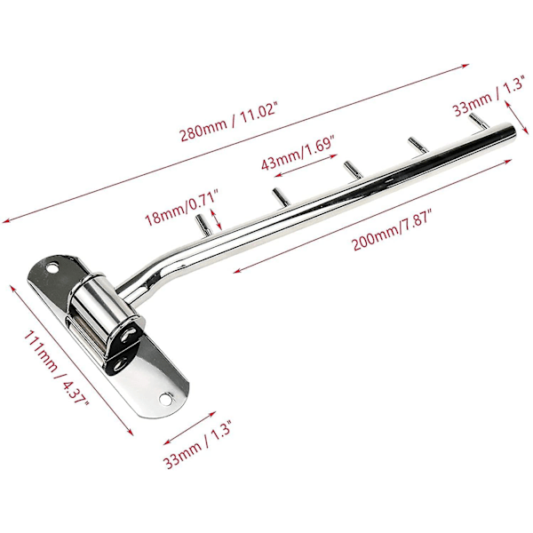 5 Kroge Vægmonteret Frakkeholder i Rustfrit Stål, Vægmonteret Tøjstativ, Foldbar, Vægmonteret Tøjstativ - Pladsbesparende (LGL)