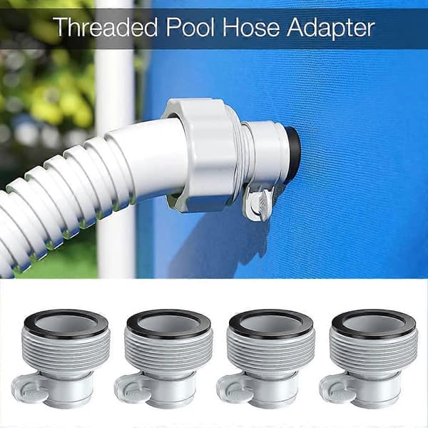 Pool Adapter, Set med 4 Pumpadapter, Poolslangadapter, Slangadapter B för Poolfiltreringssystem (Grå) (LGL)