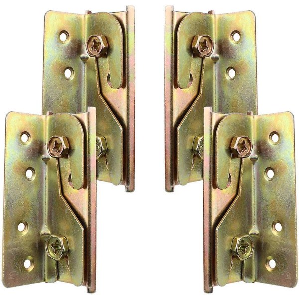 Set Of 4 Rust Resistant Mortiseless Bed Rail Mounting Brackets With Screws