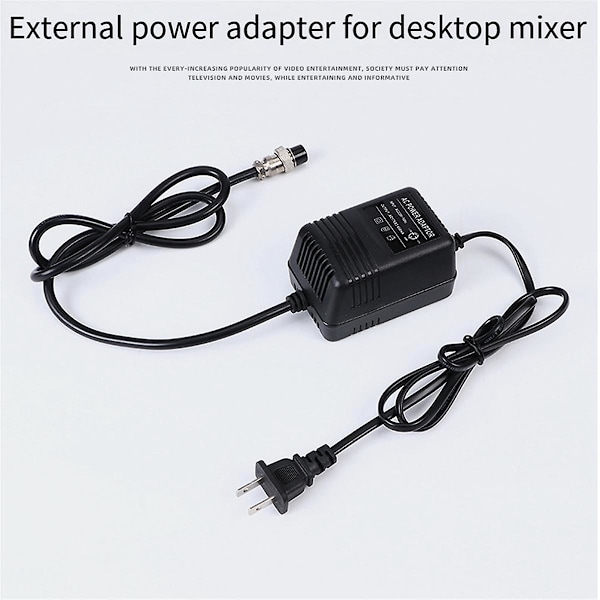 Strømadapter F4 15V Mikserkonsol Mixer Strømforsyning AC Adapter 3-bens stik EU-stik [GGL] Black