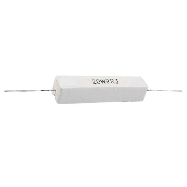 2 stk. trådviklet keramisk cementmodstand 8 Ohm 20w 5% LGL White