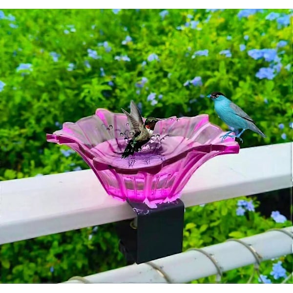 Grishay Petal Bird Joy Fuglebadsskål & Foderautomat, Udendørs Dækmonteret Badekarsskål LGL Purple