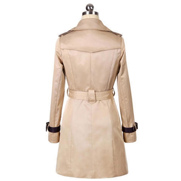 Dam Trenchcoat Mellanlång Höst Och Vinter Mode Vindsäker Kappa Gåva Till Jul Födelsedag Nyår LGL Khaki S
