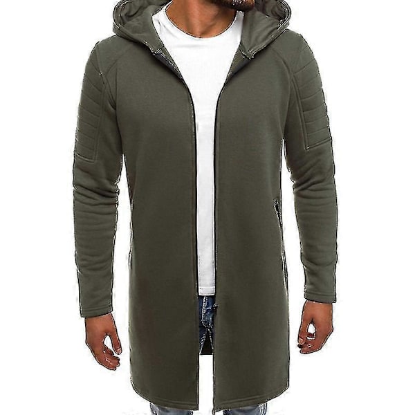 Herr Lång Jacka med Dragkedja och Huva LGL Army Green M