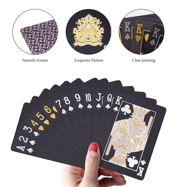 Creative Poker Cards Deck Vattentät, svart guld Professionell Plast Standard Spelkortsdäck