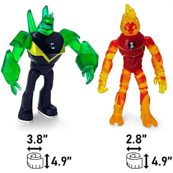 Ben 10 -hahmosetti - 9 lelua, Ben Tennyson, Neljä Käsivartta, Harmaa Aivot, Kineceleran, Timanttipää, Hex, Steam Smythe, Cannonbolt