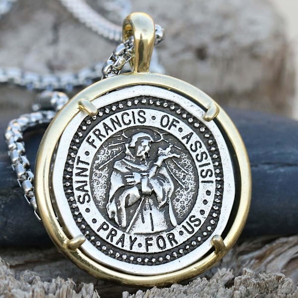 Katolsk halskæde til mænd Saint Francis Of Assisi kirkebærer medaljeformet krucifiks religiøst smykke dropship [GGL] 337Saint Michael