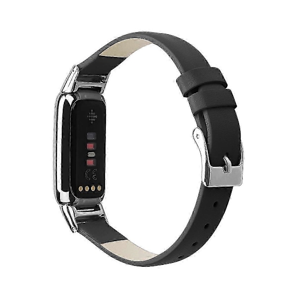 Äkta Läder Klockarmband Justerbart Ersättningsarmband, Storlek L (14.3+9.4cm) för Fitbit Luxe LGL