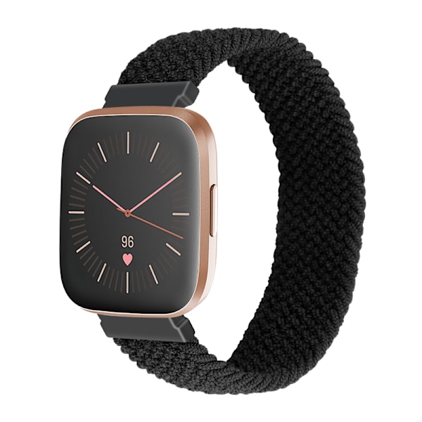 Klockarmband Nylon Fitbit Versa/Versa 2 Svart (LGL) Svart S