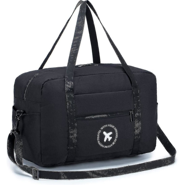 Kabinbag 40x20x25 cm for Ryanair godkjent størrelse sammenleggbar håndbagasje koffert reise duffel bag undersete bagasje håndbagasje kabinbagasje Nyl A-black4x2x25cm