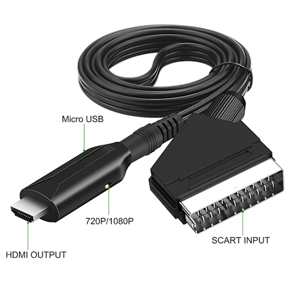 Scart til HDMI-kompatibel konverter 1m kabel bryter AV-adapter for HDTV LGL