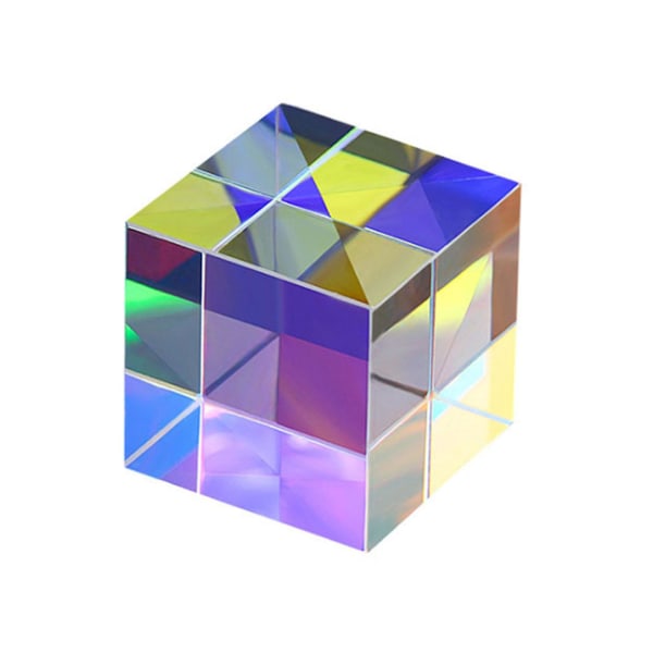 Magic Prism Cube, Mini K9 Prisme Cube i krystallglass, regnbuefarge[GL] L