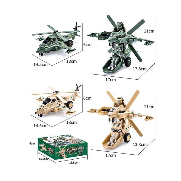 Pojkar Transformer Leksaker Tank Fordon Transformers Barn Robot Barns födelsedagspresent Green Helicopter