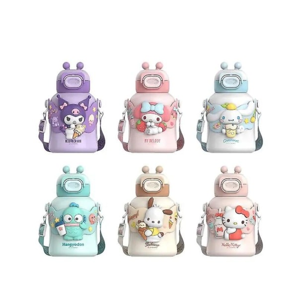 Sanrio Kuromi tyhjiökuppi tytöt Kawaii Anime Cinnamoroll My Melody olkikupin talvi lämmin suuri kapasiteetti vesipullo lahja lapselle Pochacco 480ml