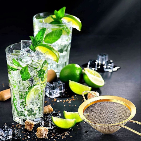 Cocktail Si - Rustfrit stål - Konisk te-si - Praktisk låseværktøj 8,5 cm (1 stk., Guld) (LGL)