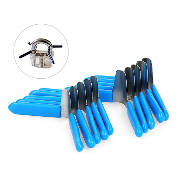 10 PCS Padlock Shim Picks Set Lock Pick Lockpicking Opener Accessories Practice Locksmith Tools Home (Blue)