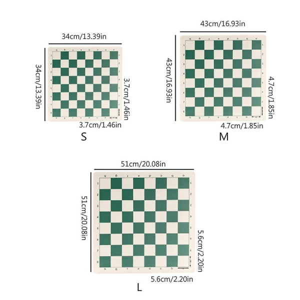 Nahkainen shakkilauta Roll-up Tournament Shakkimatto Liukumaton pehmeä shakkilauta Green White Large